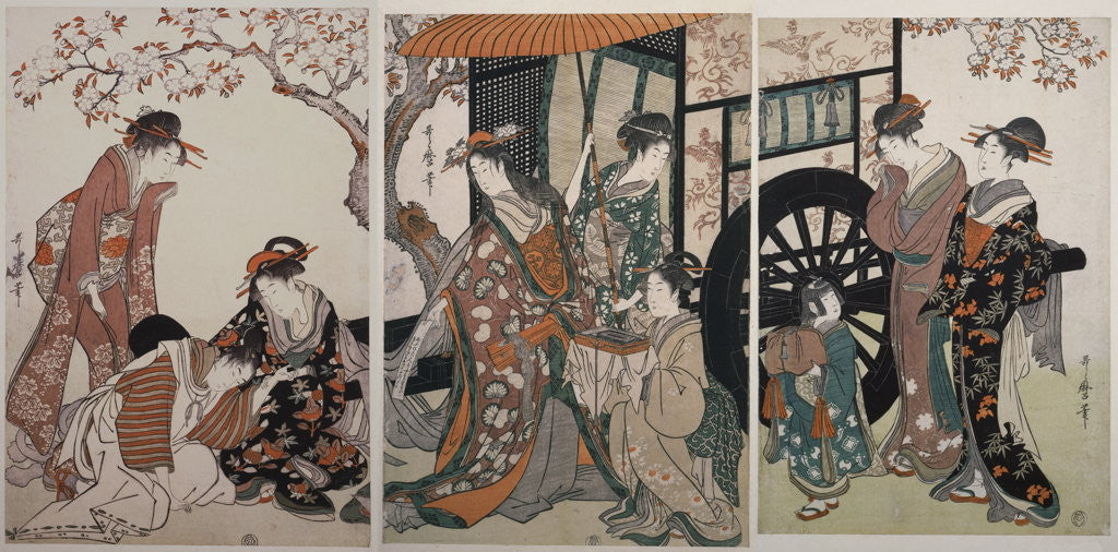 Detail of Mitate gosho-guruma, Parody of an imperial carriage scene by Utamaro Kitagawa
