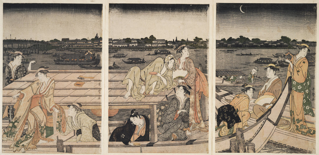 Detail of Sumidagawa funa-asobi,Pleasure-boating on the Sumida River by Utamaro Kitagawa