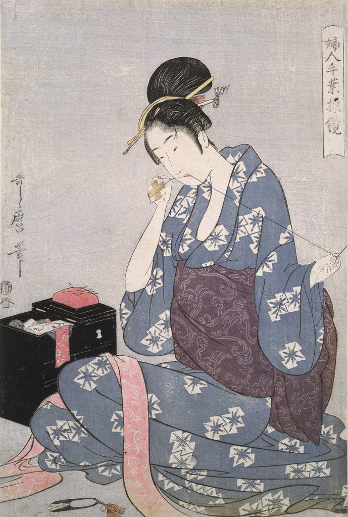 Detail of Hari-shigoto, Needlework by Utamaro Kitagawa