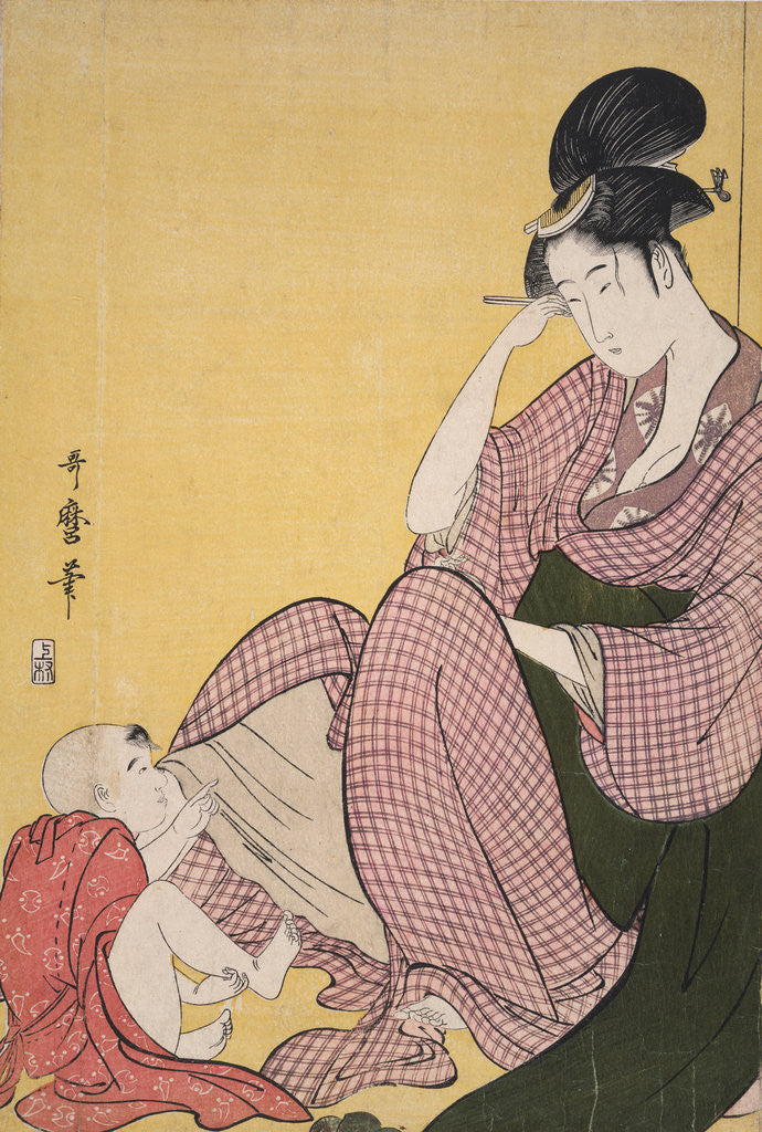 Detail of Yubi-sashi, Child pointing by Utamaro Kitagawa