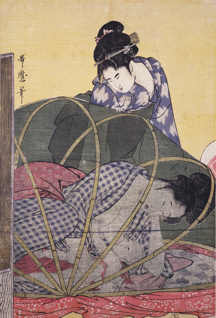 Detail of Horo-gaya, Mosquito net for a baby by Utamaro Kitagawa