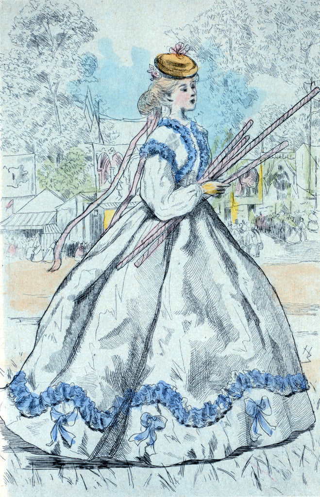Detail of 1866, Women's fashion in nineteenth-century Paris by Henri Boutet