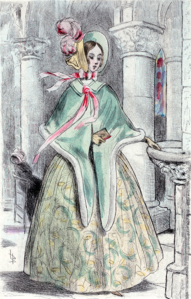 Detail of 1839, Women's fashion in nineteenth-century Paris by Henri Boutet