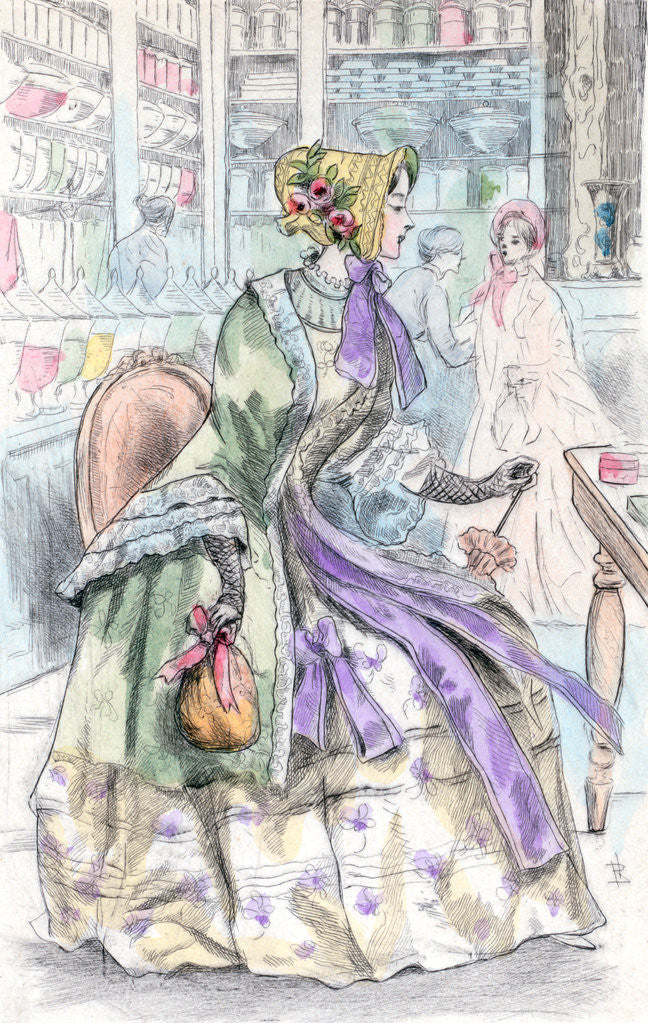 Detail of 1850, Women's fashion in nineteenth-century Paris by Henri Boutet