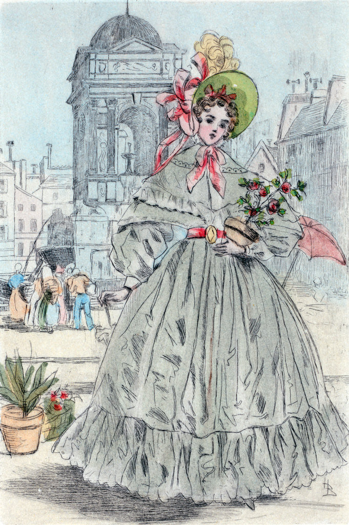 Detail of 1838, Women's fashion in nineteenth-century Paris by Henri Boutet