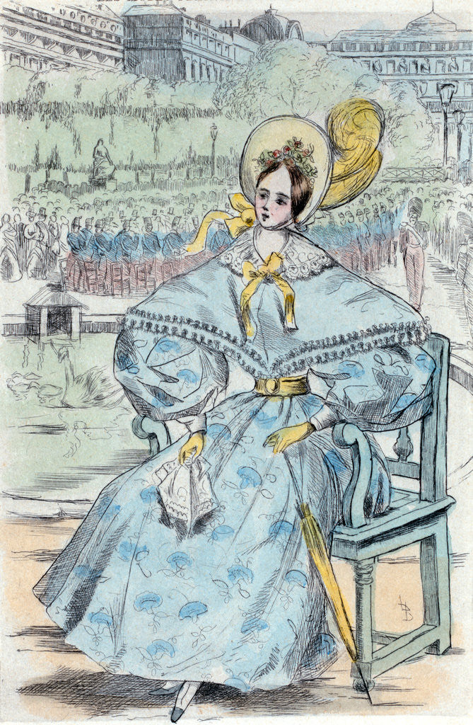 Detail of 1836, Women's fashion in nineteenth-century Paris by Henri Boutet