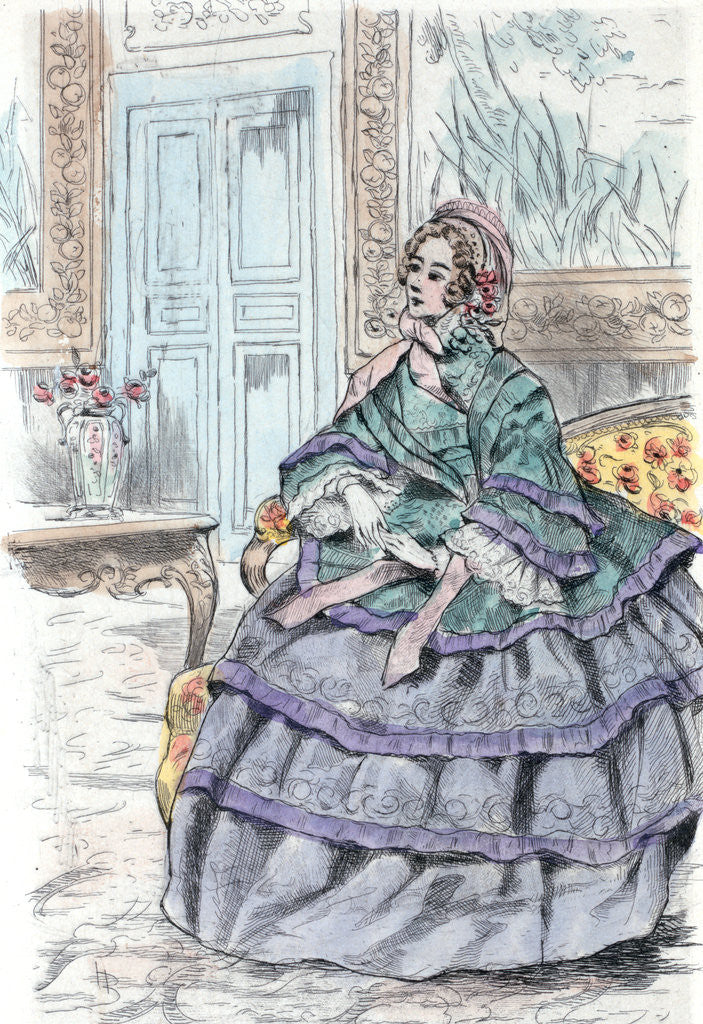 Detail of 1856, Women's fashion in nineteenth-century Paris by Henri Boutet