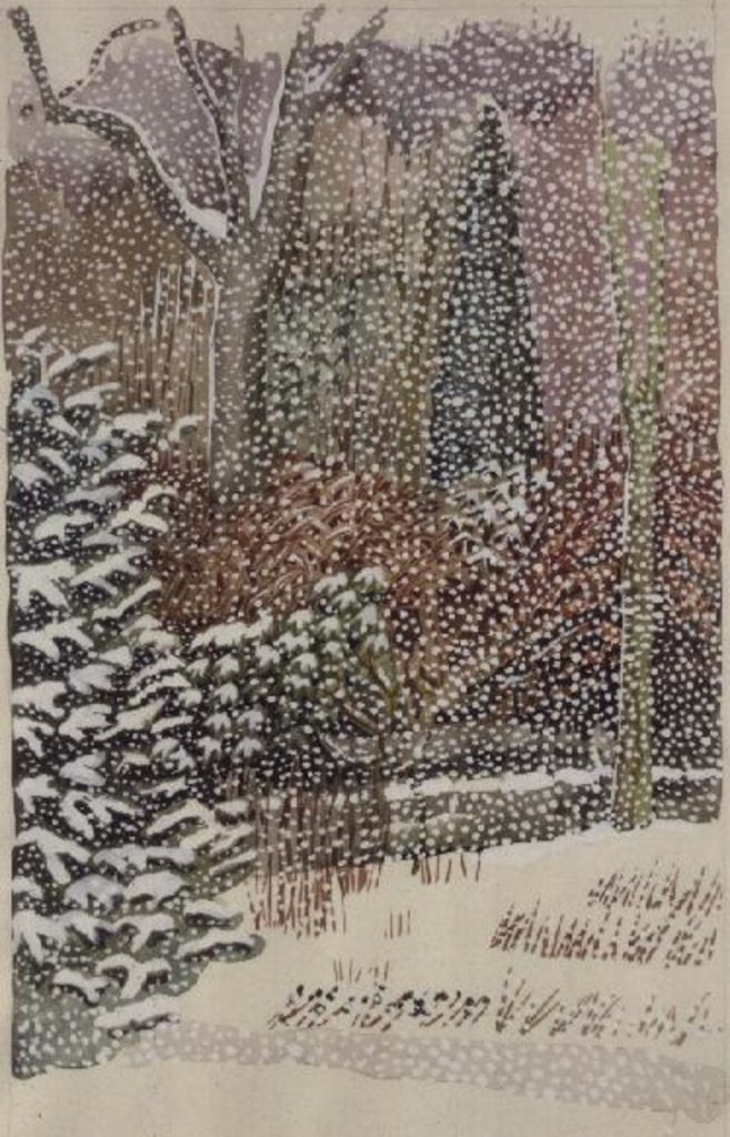Detail of Front Garden in Heavy Snowstorm by Lillian Delevoryas
