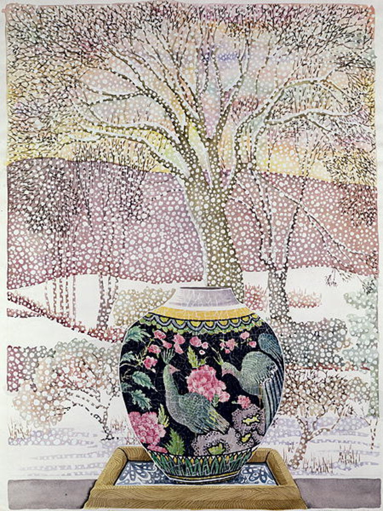Detail of Large Ginger Jar in Snowstorm by Lillian Delevoryas