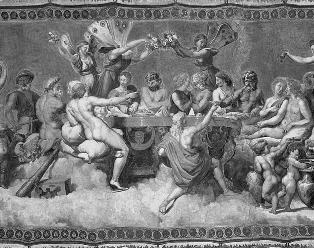 Detail of The Banquet of the Gods, ceiling painting of the Courtship and Marriage of Cupid and Psyche by Raphael