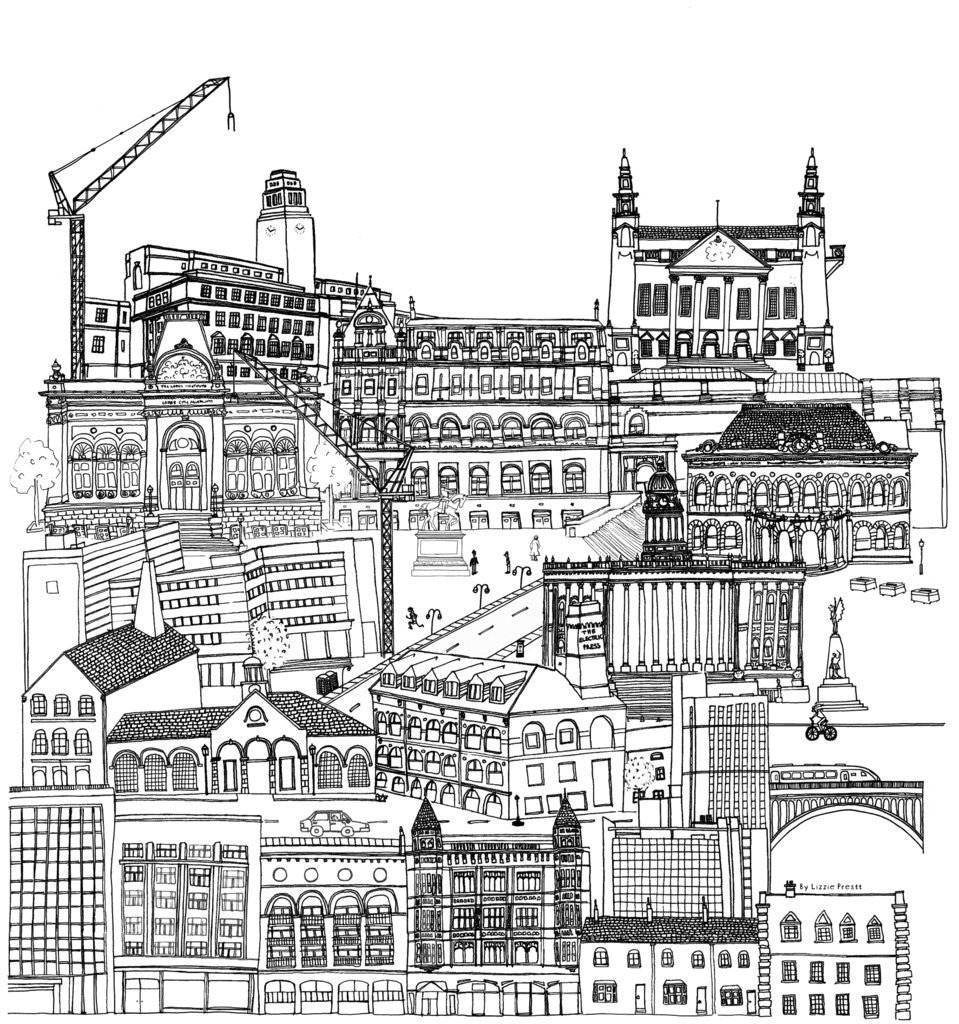 Detail of Leeds Cityscape by Lizzie Prestt