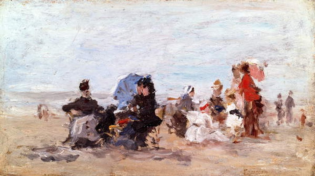 Detail of Beach near Deauville, c.1874 by Eugene Louis Boudin