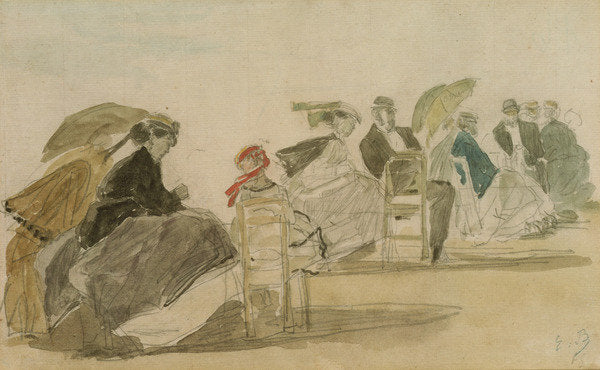 Detail of The Beach at Trouville by Eugene Louis Boudin