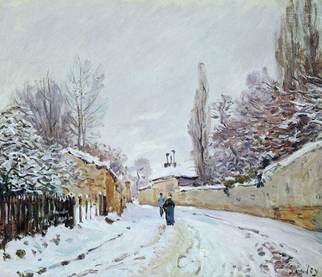 Detail of Road under Snow, near Louveciennes, 1876 by Alfred Sisley