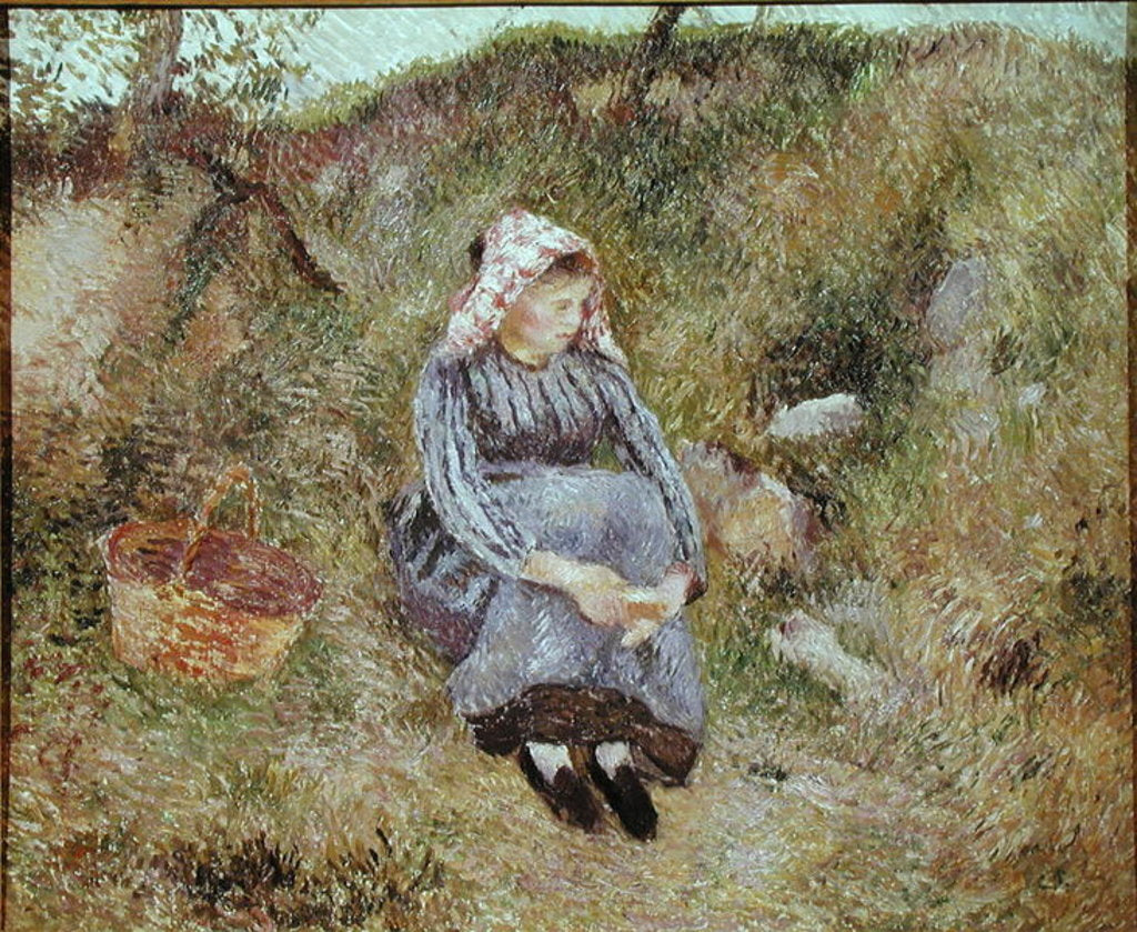 Detail of Seated Peasant Girl, 1883 by Camille Pissarro