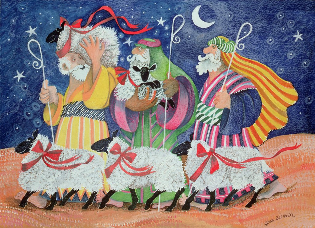 Detail of Three Shepherds by Lisa Graa Jensen