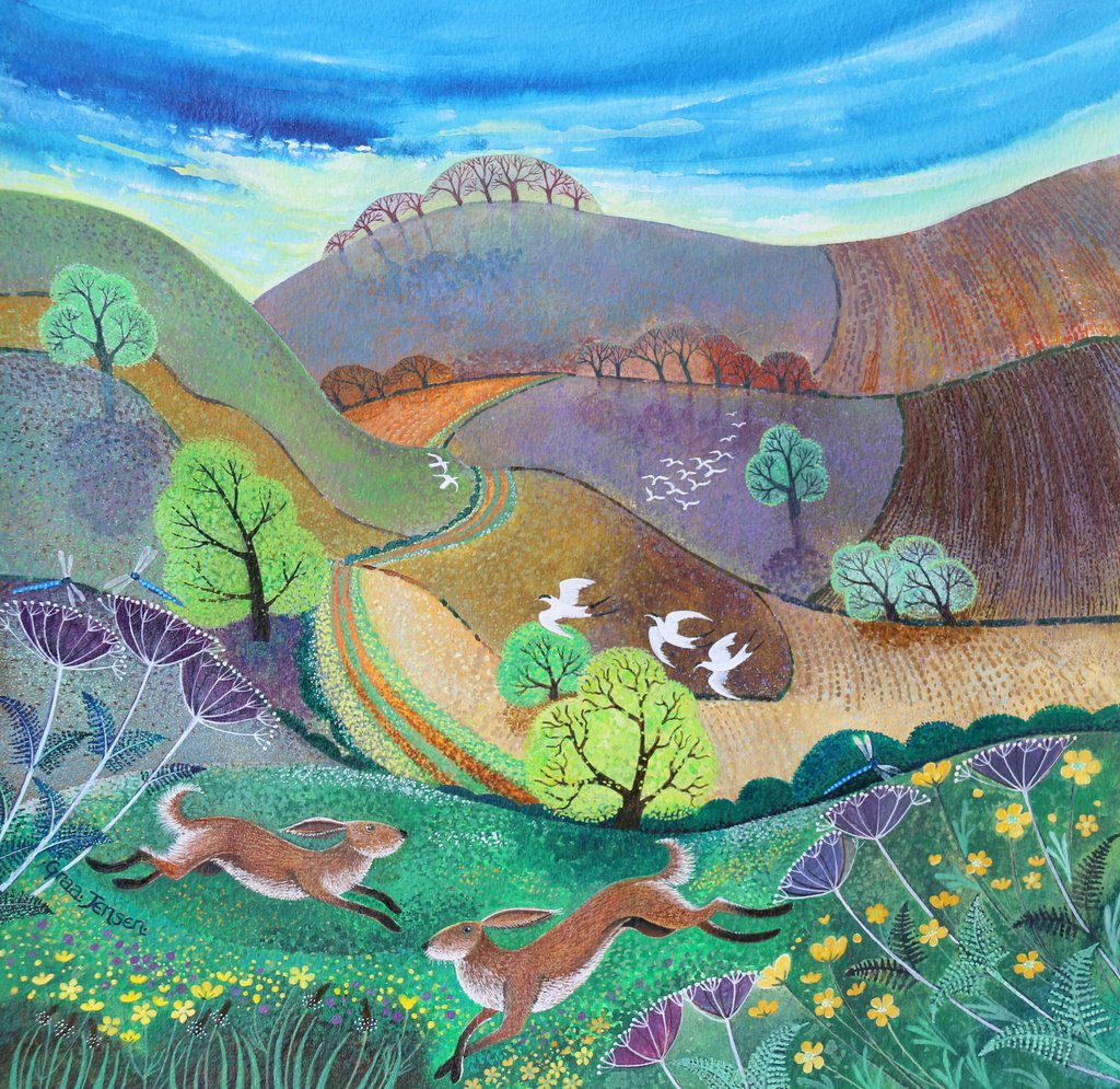 Detail of Downland Hares, 2017 by Lisa Graa Jensen