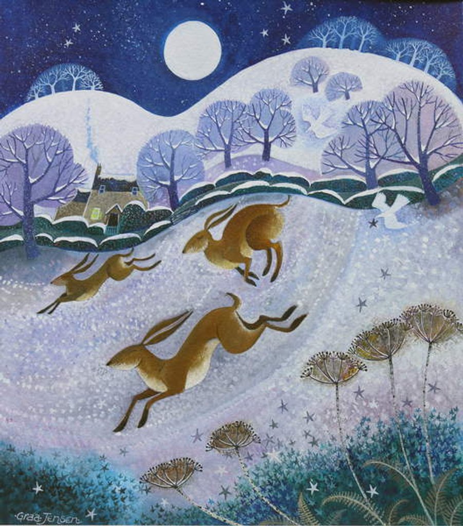 Detail of snow hares, 2019 by Lisa Graa Jensen
