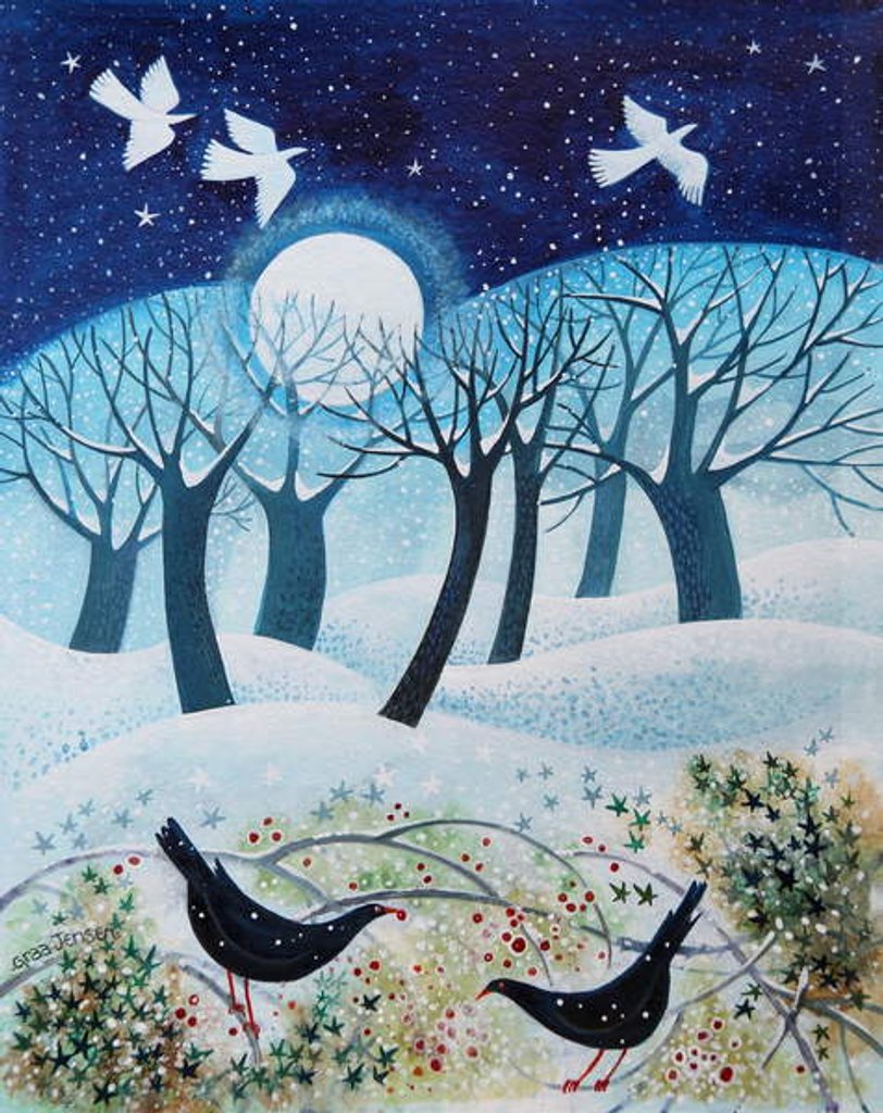 Detail of Winter Birds in the Snow, 2019 by Lisa Graa Jensen