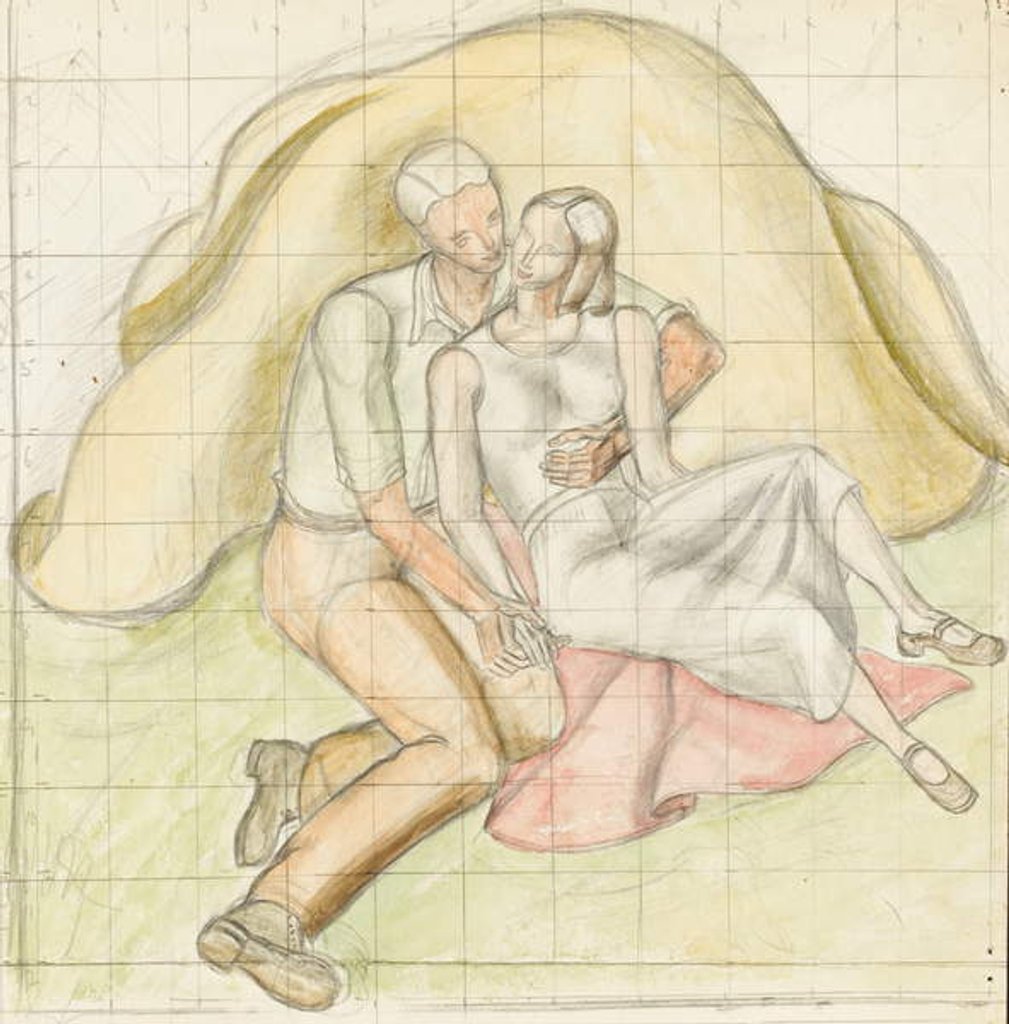 Detail of Lovers, c.1930 by Rosalie Brill