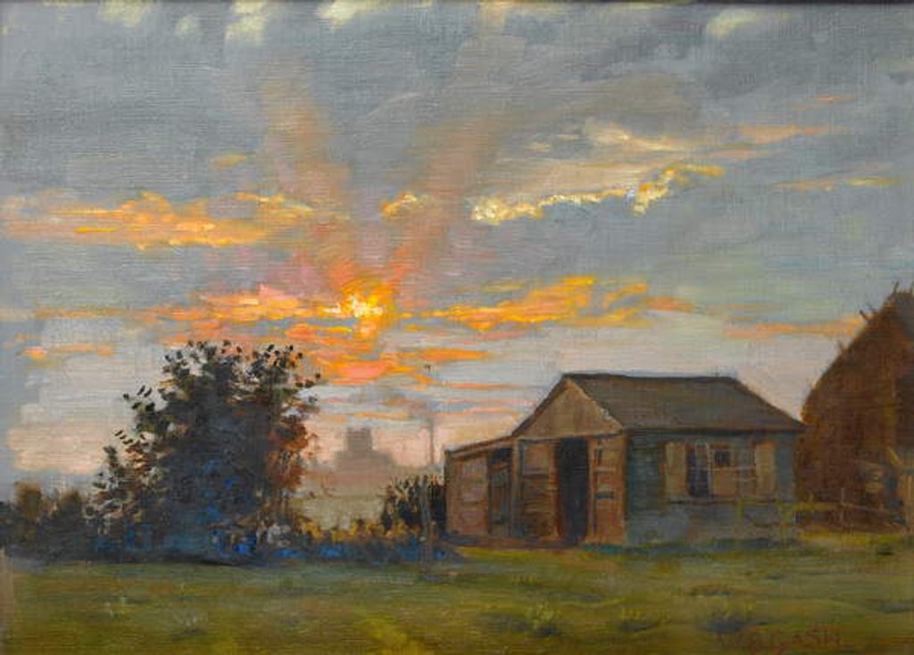 Detail of Sunset with a View of Kettering Looking Towards Mr Timpson's Shoe Factory by Walter Bonner Gash