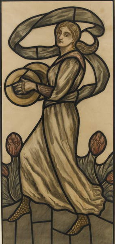 Detail of Musician with Cymbals, design for a stained glass window, c.1918 by Selwyn Image