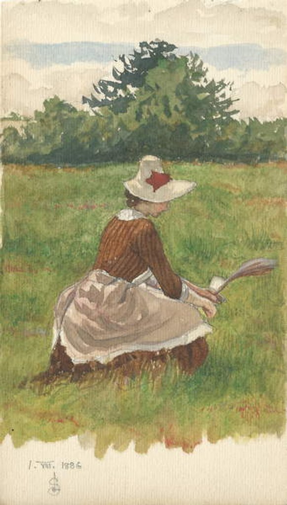 Detail of Woman gathering beach grass 1.VIII.1886, 1886 by Joseph Edward Southall