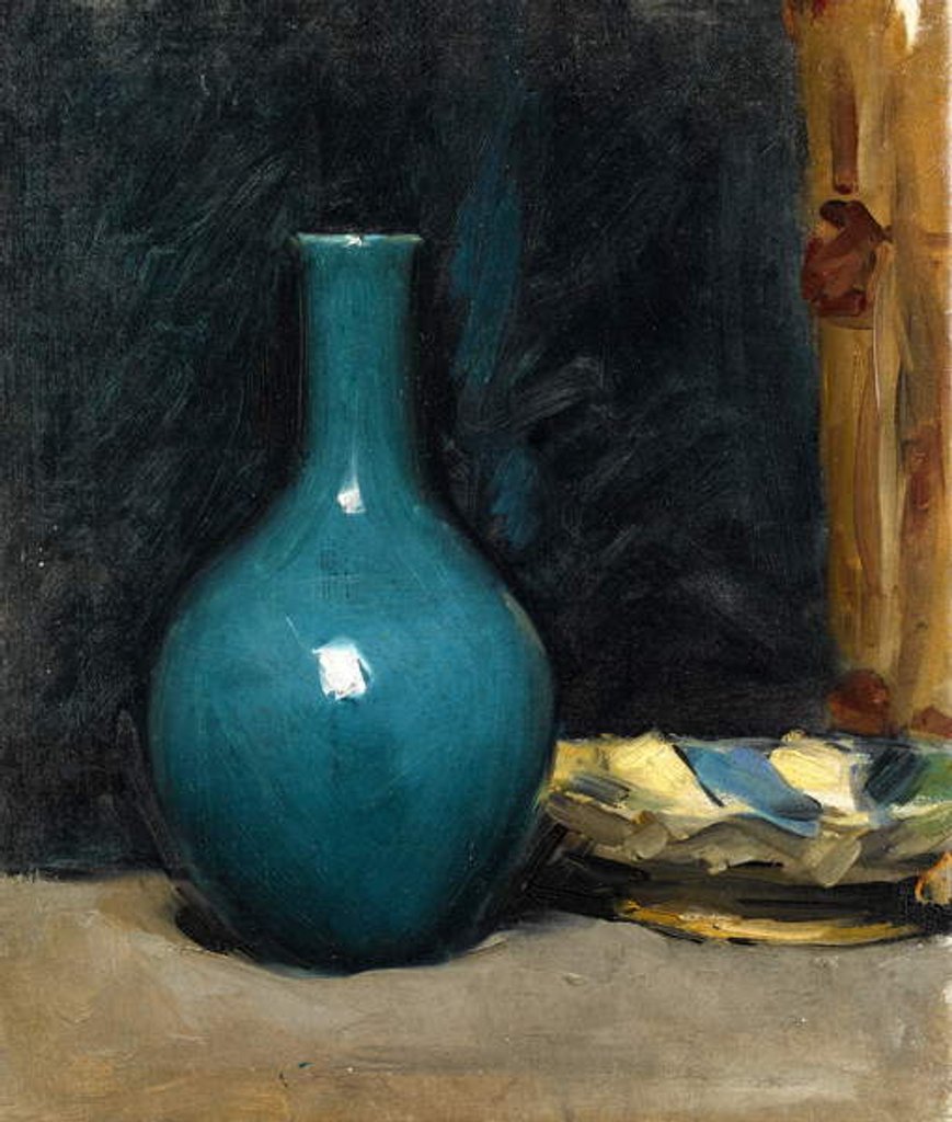 Detail of Still life with blue pot and folded cloth, late 1880s by Albert de Belleroche