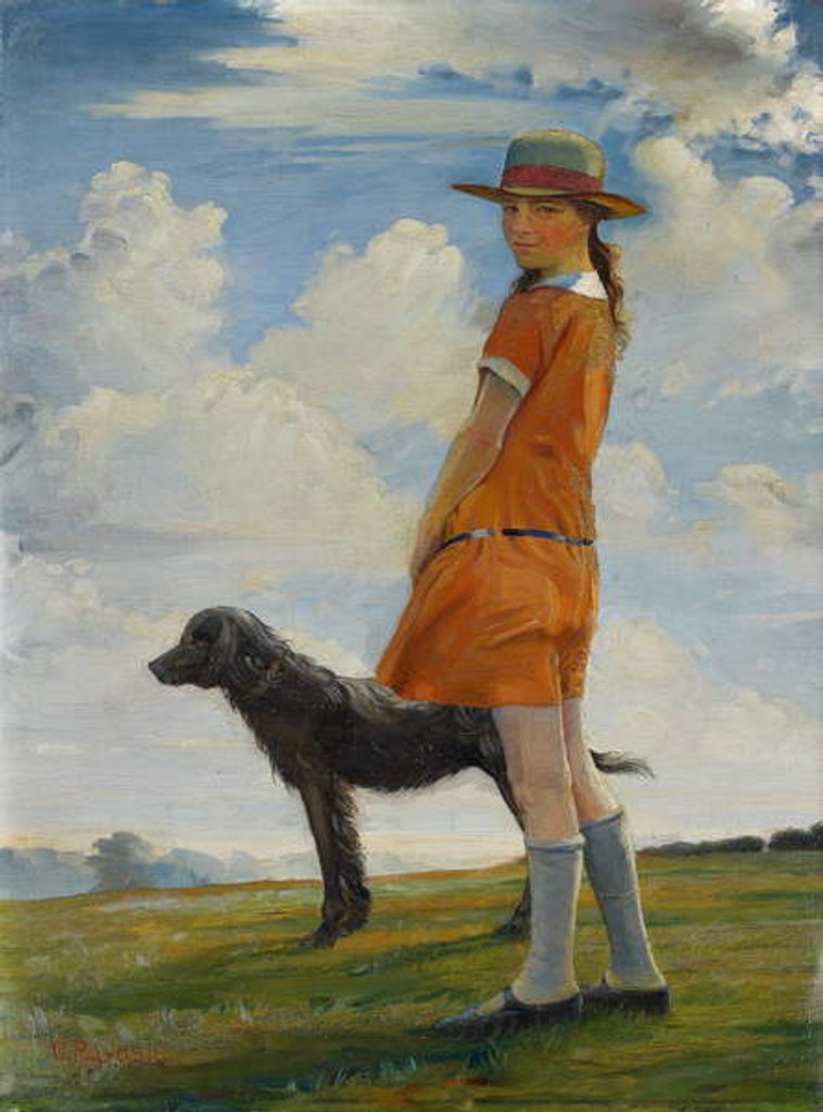 Detail of The Artist's Daughter walking the Vicar's Dog, c.1924 by Walter Bonner Gash