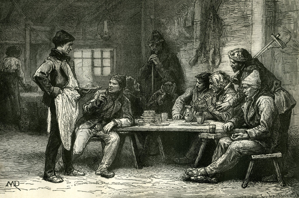 Detail of Canada 19th Century Woodcutters Lumberjackers Tree Fellers Having Diner by Anonymous