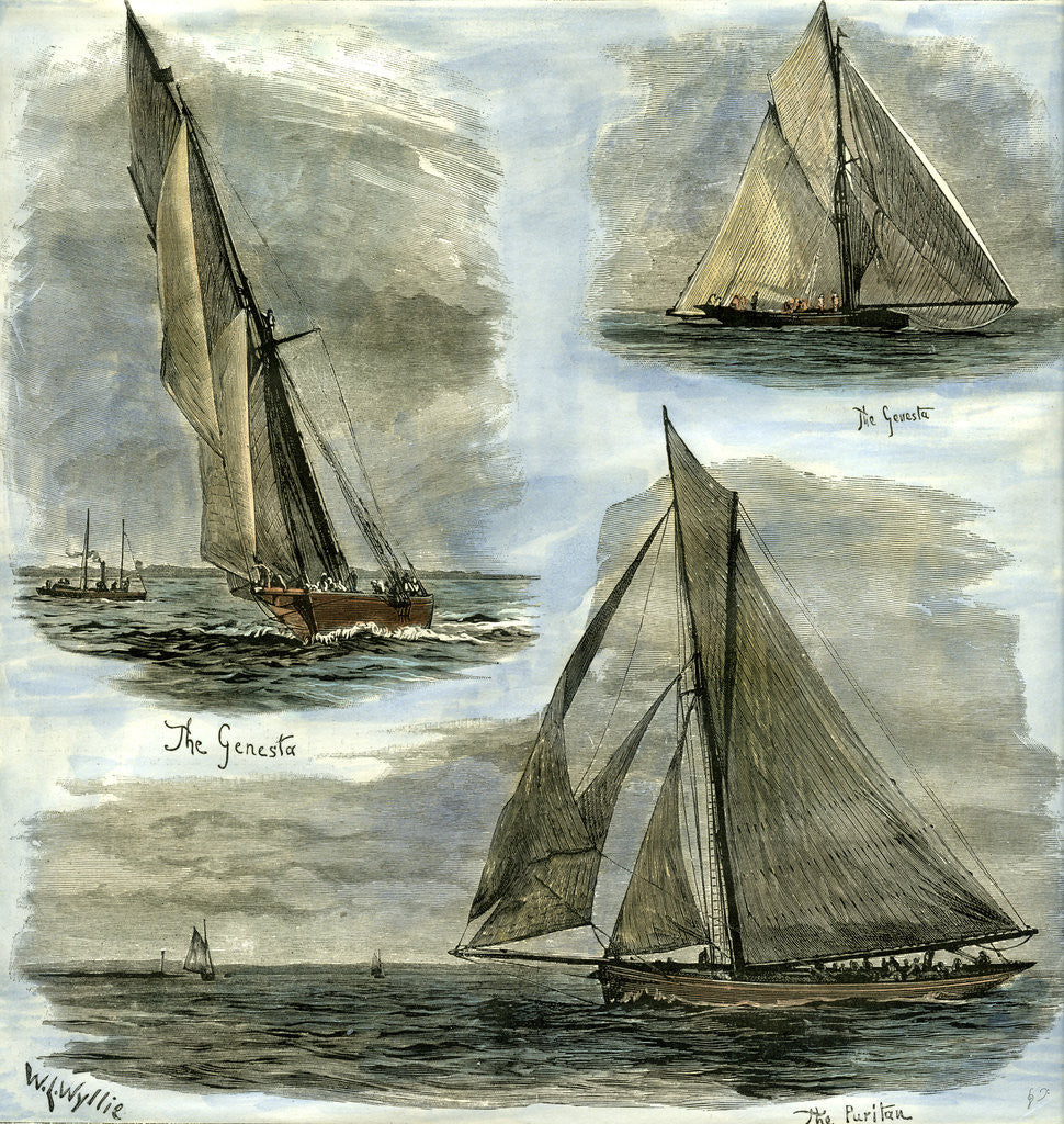 Detail of New York U.S.A. 1885 Yachts Competing at New York for the International Challenge Cup by Anonymous