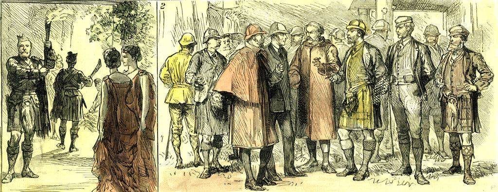 Detail of The Court in the Highlands Scotland 1880 from the Door of the Ball Room Abergeldie a Discussion after the Drive by Anonymous