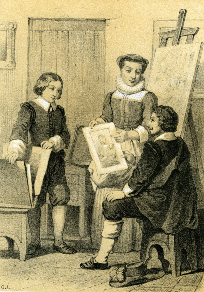 Detail of Nicoloas Poussin Nicolas Poussin Showing His Work to Quentin Varin France by Anonymous