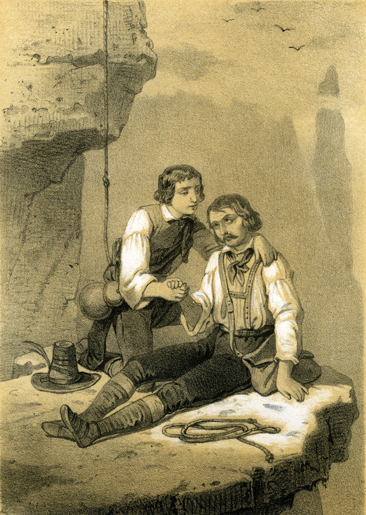 Detail of Mountains People 19th Century Climbing Sport Rope Hat by Anonymous