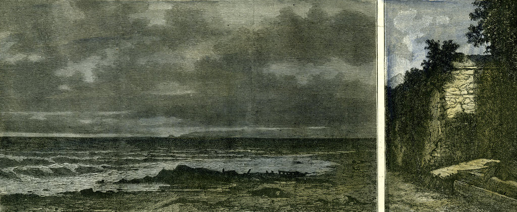 Detail of Shelley Poet Death Italy 1822 Artwork 1885 the Place Where Shelley's Body Was Cast Ashore His Tomb in the Protestant Cemetery at Rome by Anonymous