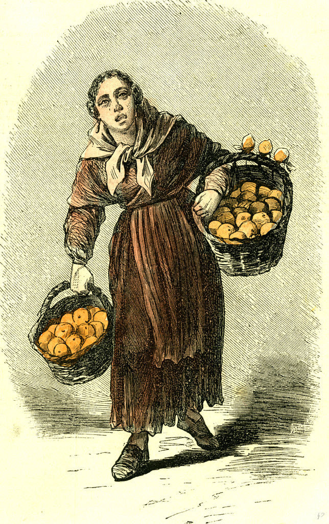 Detail of Madrid Spain Orange Girl 1866 Street Character by Anonymous