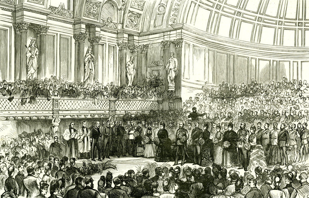 Detail of The People's Palace London UK 1887 Her Majesty Opening the Queen's Hall. East London. People Events by Anonymous