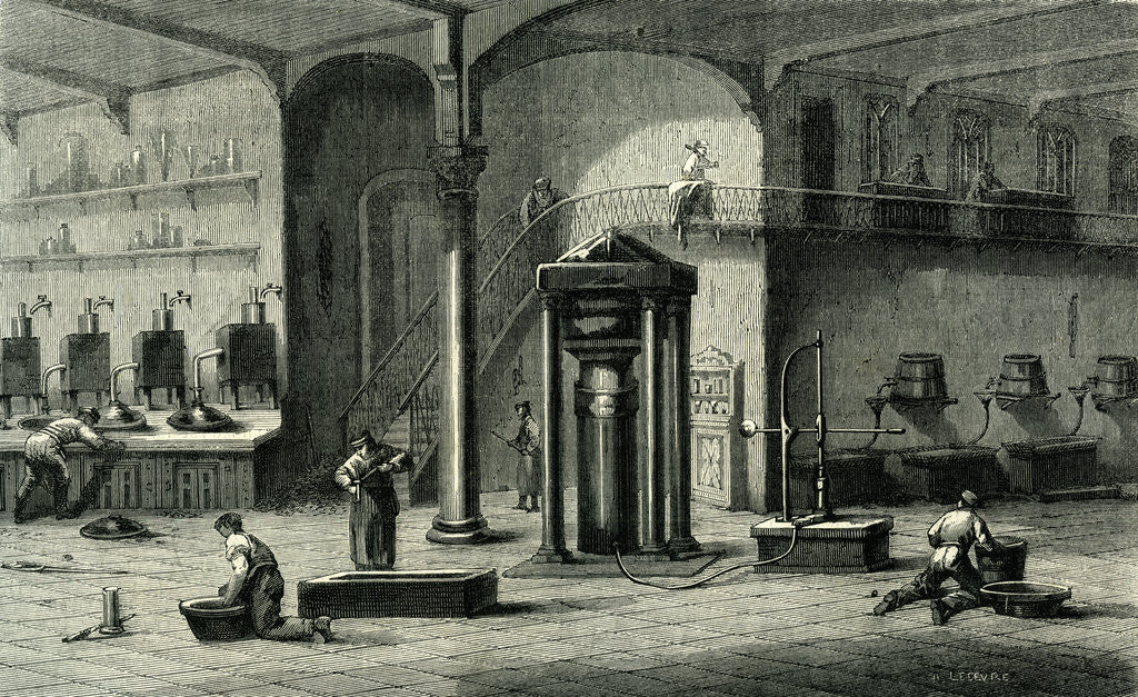 Detail of Paris Industry 19th Century Nineteen Les Grandes Industries Parisiennes Industry for Gold and Money Rue Aubry Le Boucher France by Anonymous