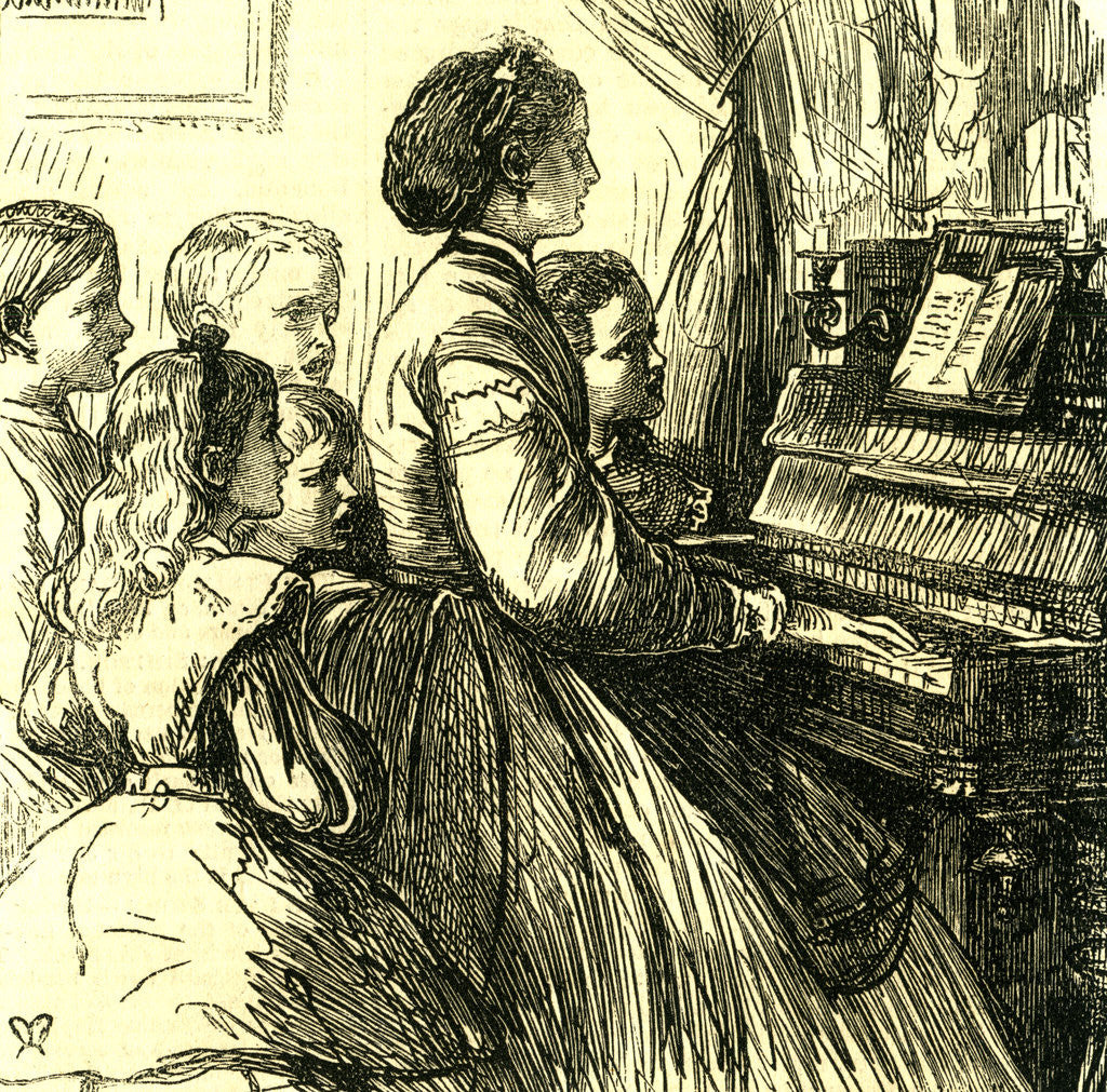 Detail of Mama at the Piano U.S.A. Teaching Little Songs to Little Ones Who Are to Sing Them 1866 United States, United States of America America by Anonymous