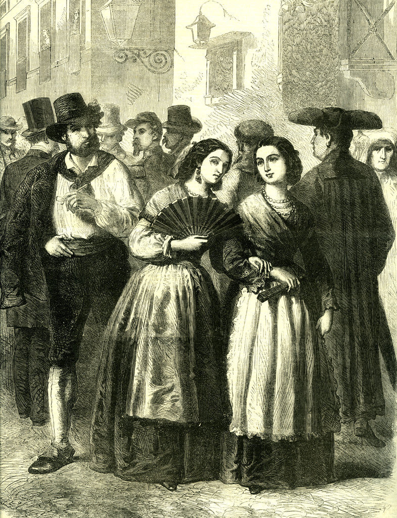 Detail of Holy Week Rome Italy 1866 Villagers Assembling for Religious Services by Anonymous