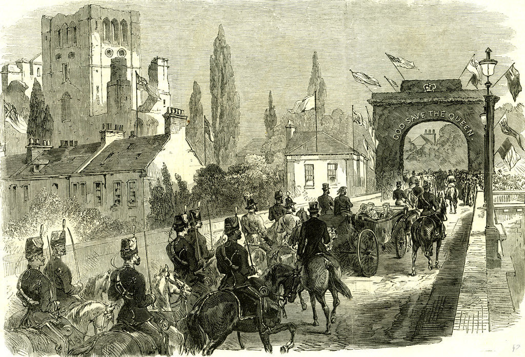 Detail of Kelso UK 1867 the Queen Crossing Kelso Bridge on Her Visit to the Scottish Border Great Britain by Anonymous