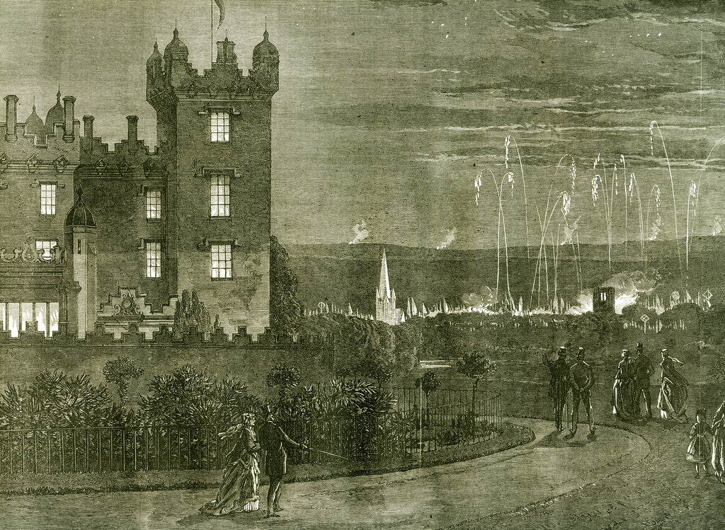 Detail of Kelso Castle 1867 UK The Queen's Visit to the Scottish Border the Fireworks and Beacon Fires Viewed from Floors Castle Great Britain by Anonymous