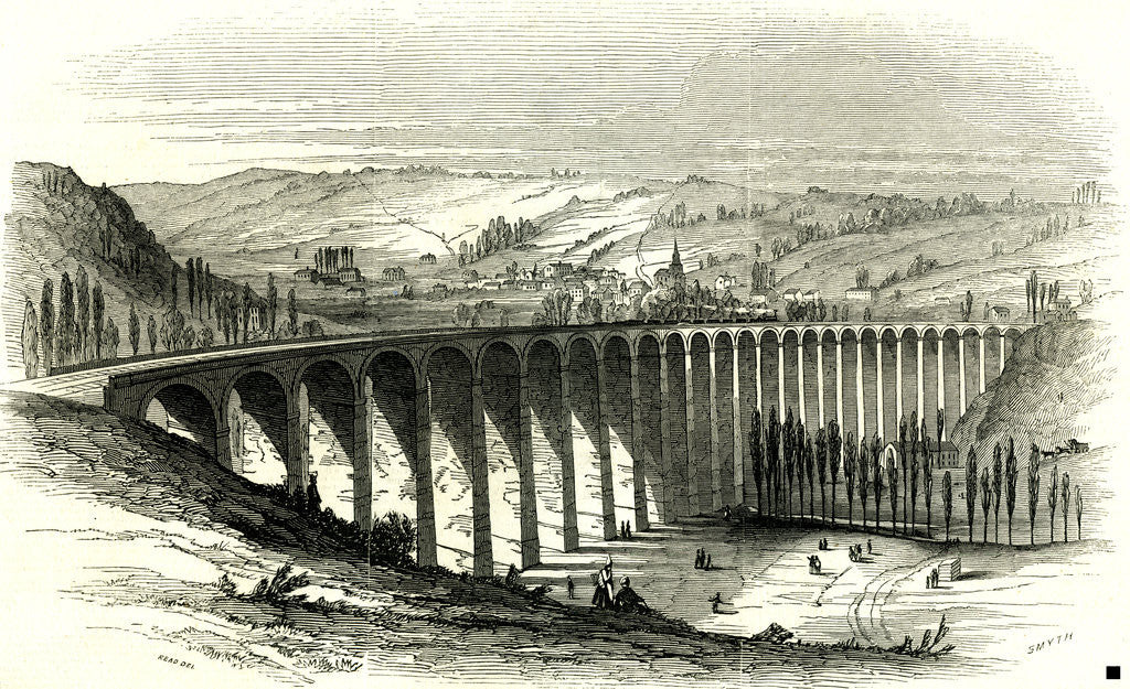 Detail of The Barentin Viaduct France 1847 Opening of the Rouen and Havre Railway by Anonymous