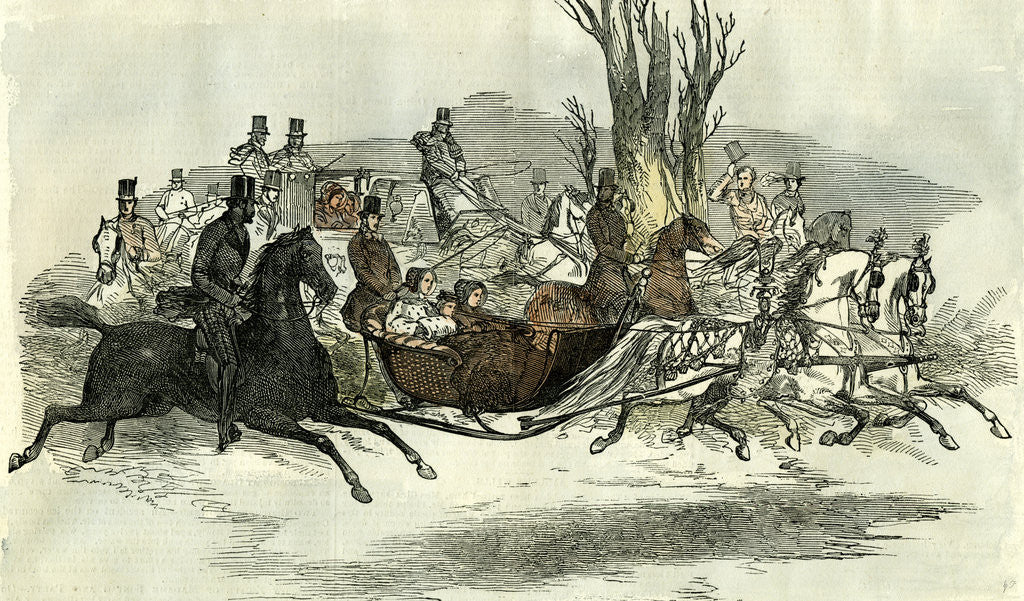 Detail of Canadian Winter 1850 Sleighing Sledging Carioling by Anonymous