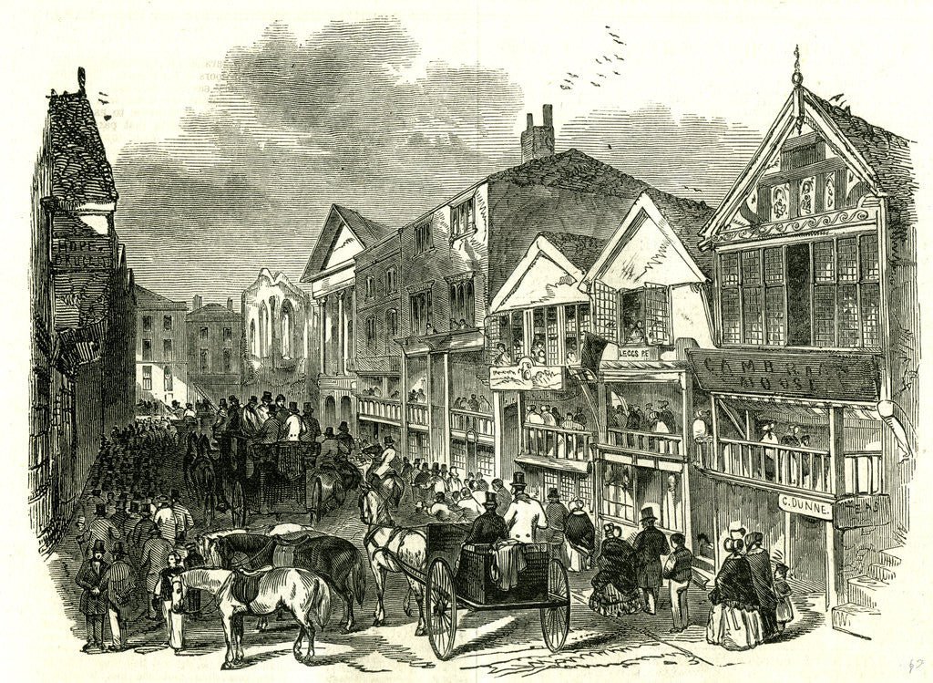 Detail of Chester UK 1846 Horthgate Street. The Cup Day by Anonymous