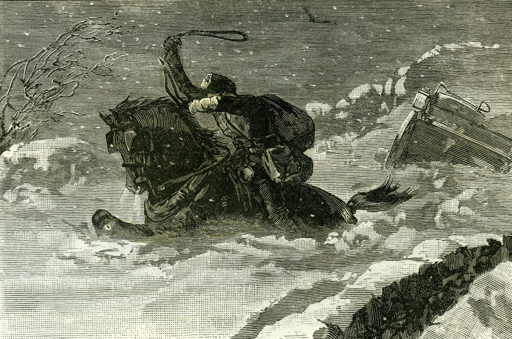 Detail of Between Staplehurst and Rochester UK 1887 Mail Cart in a Snow Drift by Anonymous