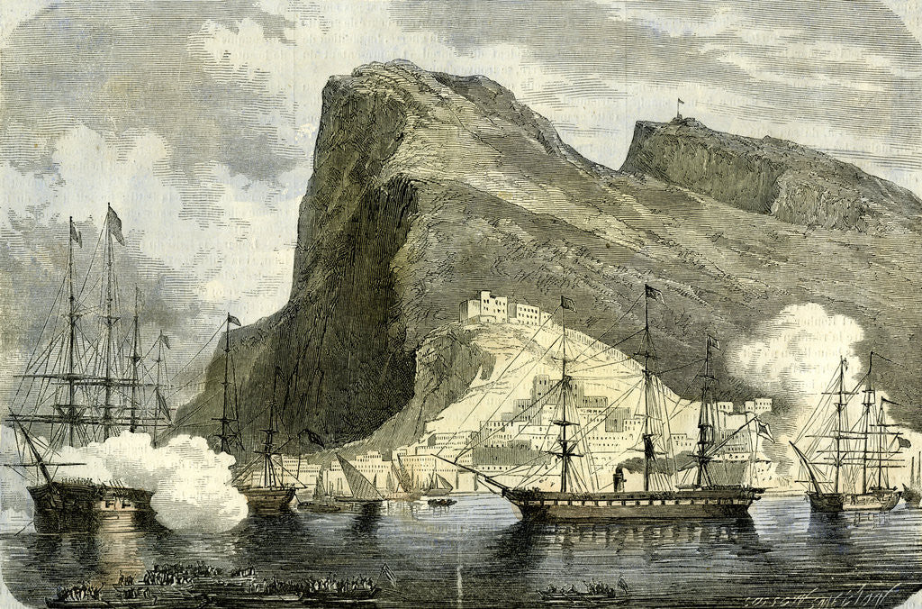 Detail of Gibraltar 1864 Arrival of the S.M. Maximilien Gibraltar by Anonymous