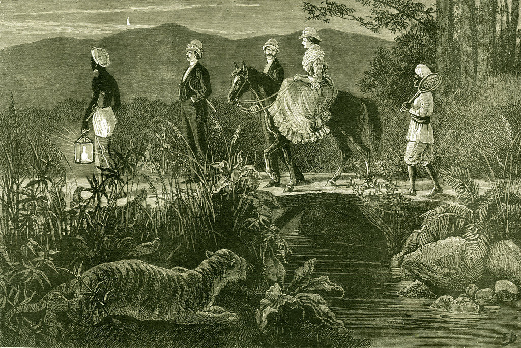 Detail of India 1885 Christmas at an Indian Hill Station Going Home after a Party. Bharat by Anonymous