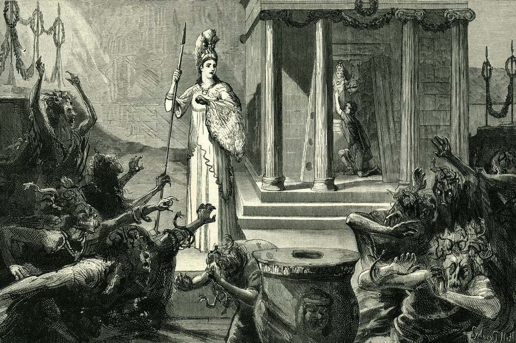 Detail of Cambridge the Eumenides UK 1885. Performed by the Undergraduates by Anonymous