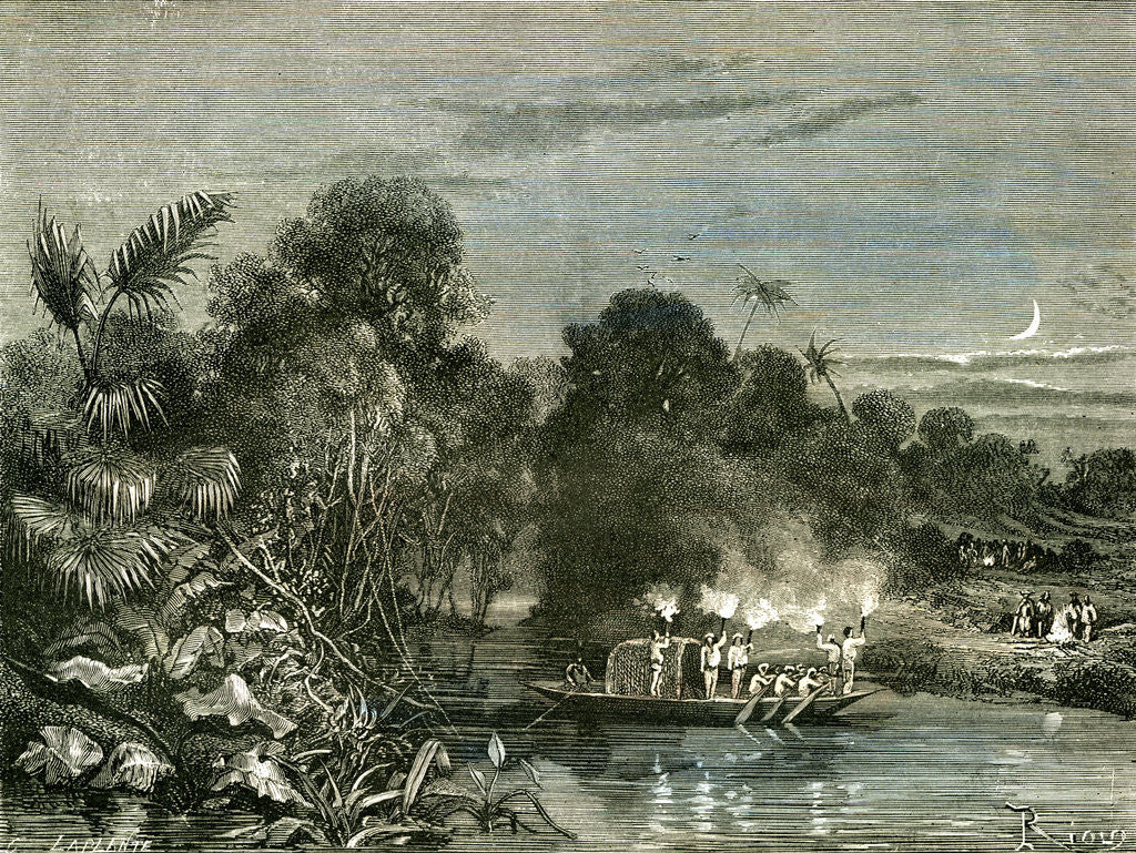 Detail of Sarayacu Beach Peru 1869 by Anonymous